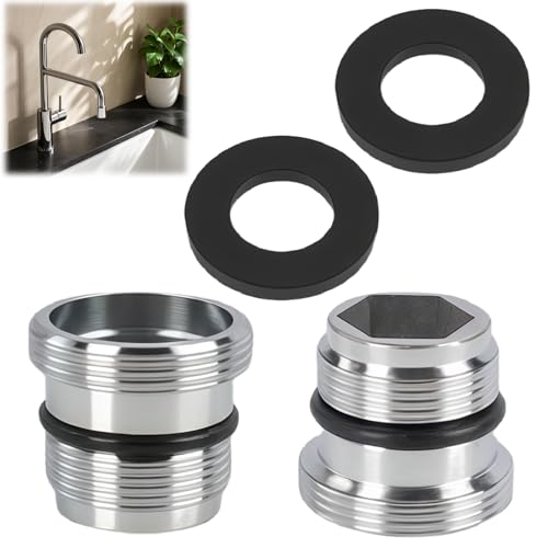 2 Stück M18.5 zu M22 Wasserhahn Adapter Außengewinde, Gewindeadapter für Wasserfilter, Belüfter Anschluss und Mehr, Schlauchadapter, Gartenschlauchanschluss Wasserhahn, Korrosionsbeständig von Riybyds