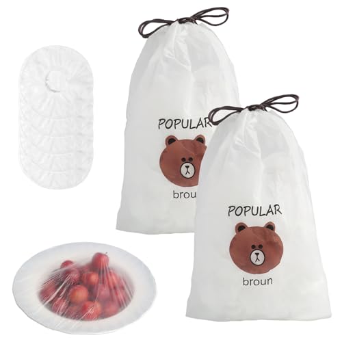 200 Stück Wiederverwendbare Frischhaltebeutel aus Kunststoff, Elastische Versiegelungsbeutel Lebensmittelabdeckungen und Dichtungsbeutel, Transparent und Lebensmittelecht,für Obst, Gemüse und Reste von Riybyds