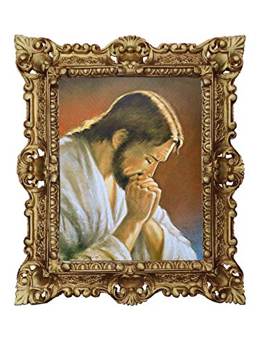 45x38 cm GEMÄLDE JESUS IKONEN Historische Wandbild Bild Heilige Jesus von Nazaret Christus Heiligenbild Bild mit Rahmen Antik Barockrahmen 48B von Riza