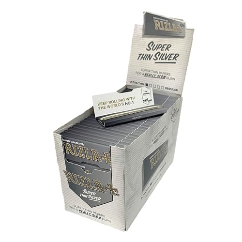 5 Pakete Rizla Silver Zigarettenpapier, Ultra Slim Zigarettenpapier, Tabak von Rizla