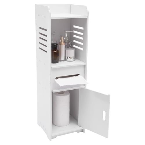 RjcdOPL Badezimmerschrank mit Fach für Toilettenpapier, 4 Ebenen, 24 x 24 x 80 cm, Weiß von RjcdOPL