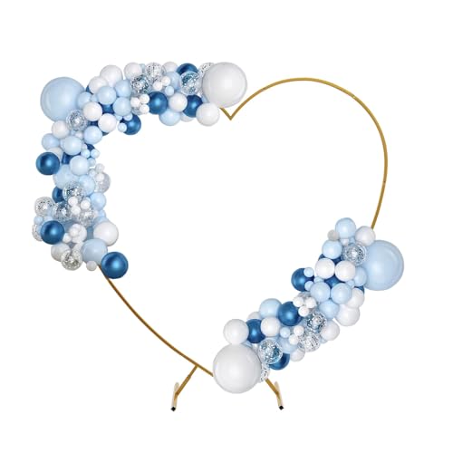 RjcdOPL Ballonbogen-Set aus Metall, für Hochzeit, Bogenständer in Herzform, L 2 x H 2,1 m, Dekoration für Hochzeiten, Geburtstagsfeiern, Bankette (Gold) von RjcdOPL
