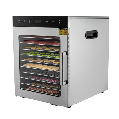 RjcdOPL Dörrgerät für Lebensmittel, 10 Tabletts, 800 W, einstellbare Temperatur 30 bis 90 °C, Timer 24 Stunden, geräuscharm, für Obst, Gemüse und Fleisch RjcdOPL Dörrgerät für Lebensmittel, 10 Tabletts, 800 W, einstellbare Temperatur 30 bis 90 °C, Timer 24 Stunden, geräuscharm, für Obst, Gemüse und Fleisch von RjcdOPL