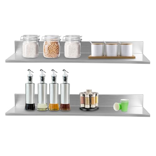RjcdOPL Wandregal für die Küche, aus Edelstahl, große Tragfähigkeit 18,14 kg, 76,2 x 21,8 x 8,5 cm, für Besteck, Gewürze, Gemüse, 2 Stück RjcdOPL Wandregal für die Küche, aus Edelstahl, große Tragfähigkeit 18,14 kg, 76,2 x 21,8 x 8,5 cm, für Besteck, Gewürze, Gemüse, 2 Stück von RjcdOPL