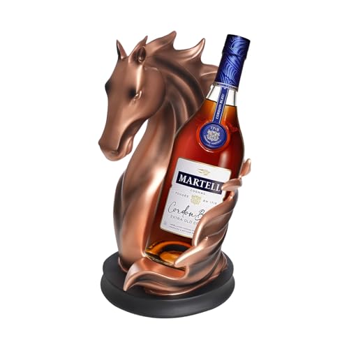 RjcdOPL Weinflaschenhalter aus Kunstharz, Pferdekopf-Design, Thekendekoration, kompatibel mit Flaschen mit einem Durchmesser von bis zu 7,2 cm, ideal als originelles Geschenk (Rotes Kupfer) von RjcdOPL
