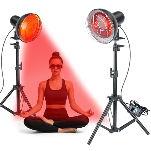 Rkdely Infrarotlampe Wärmelampe 150W, Rotlichtlampe Wärmelampe Infrarot Wärmelampen Infrarotlichtlampe Mit verstellbarem Bodenständer Wärmestrahler Temperatur einstellbar mit Timer von Rkdely