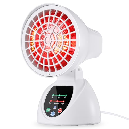 Rkdely Rotlichtlampe Wärmelampe, 150W Infrarotlampe Table Infrarotlichtlampe Wärmestrahler Infrarotlicht-Rotlicht-Wärmelampen Temperatur einstellbar mit Timer Tragbarer Heimgebrauch von Rkdely