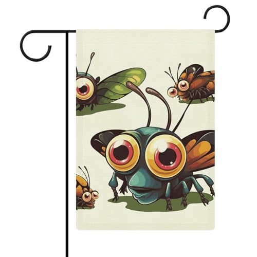 Cartoon-Insekten-Gartenflaggen, 30,5 x 45,7 cm, doppelseitige Außenflagge, Sommer-Hofflagge, florale Willkommensgartenflaggen, saisonale Hoffeiertagsdekorationen von Rkklvbns