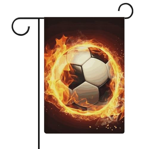 Feuer-Fußball-Gartenflagge, 30,5 x 45,7 cm, doppelseitige Außenflagge, Sommerflagge, Blumenflagge, Gartenflaggen, saisonale Hofdekoration, Weihnachtsdekoration von Rkklvbns