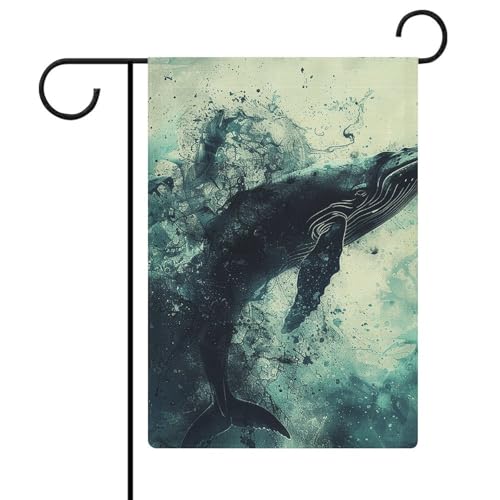 Gartenflaggen mit Wal im Wasser, 30,5 x 45,7 cm, doppelseitige Außenflagge, Sommerflagge, Blumenflagge, Gartenflaggen, saisonale Hoffeiertagsdekorationen von Rkklvbns