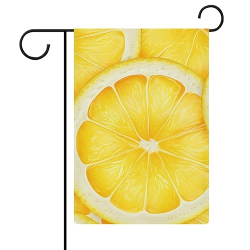 Gartenflaggen mit Zitronenscheiben-Muster, 30,5 x 45,7 cm, doppelseitige Außenflagge, Sommer-Hofflagge, florale Willkommensgartenflaggen, saisonale Hof-Urlaubsdekorationen von Rkklvbns