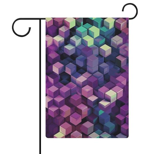 Gartenflaggen mit abstrakten Farbwürfeln, 30,5 x 45,7 cm, doppelseitige Außenflagge, Sommerflagge, Blumenflagge, Willkommensflaggen, saisonale Hofflagge, Urlaubsdekorationen von Rkklvbns