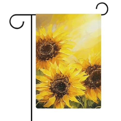 Gartenflaggen mit gelben Sonnenblumen, 30,5 x 45,7 cm, doppelseitige Außenflagge, Sommer-Hofflagge, florale Willkommensgartenflaggen, saisonale Hoffeiertagsdekorationen von Rkklvbns