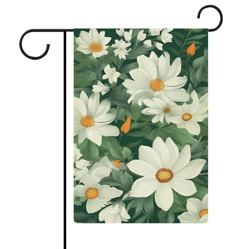 Gartenflaggen mit grünen Blättern und weißen Blumen, 30,5 x 45,7 cm, doppelseitige Außenflagge, Sommer-Hofflagge, florale Willkommensgartenflaggen, saisonale Hof-Urlaubsdekorationen Gartenflaggen mit grünen Blättern und weißen Blumen, 30,5 x 45,7 cm, doppelseitige Außenflagge, Sommer-Hofflagge, florale Willkommensgartenflaggen, saisonale Hof-Urlaubsdekorationen von Rkklvbns