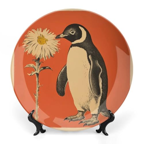 Rkklvbns A Flower And Penguin Decorative Plates 20.3 cm Ceramic Dinner Plates Bone China Decorative Plate with Display Stand Dessert Plates for Home Office Wall Decoration Rkklvbns A Flower And Penguin Decorative Plates 20.3 cm Ceramic Dinner Plates Bone China Decorative Plate with Display Stand Dessert Plates for Home Office Wall Decoration von Rkklvbns