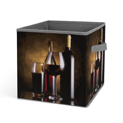 Rkklvbns Drei Weinflaschen und Glasbehälter, faltbarer Aufbewahrungskorb mit Griffen, großer Stoff-Organizer für Kleidung, Bücher, Decken, Spielzeug Rkklvbns Drei Weinflaschen und Glasbehälter, faltbarer Aufbewahrungskorb mit Griffen, großer Stoff-Organizer für Kleidung, Bücher, Decken, Spielzeug von Rkklvbns