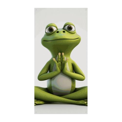 The Funny Frog Doing Yoga Door Banner Welcome Spring Summer Door Cover Backdrop Hanging Flag Porch Sign for Front Door Seasonal Party Decorations for Indoor Outdoor Garden von Rkklvbns