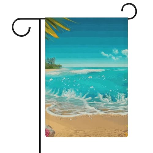 Tropische blaue Gartenflagge, 30,5 x 45,7 cm, doppelseitige Außenflagge, Sommer-Hofflagge, Blumenflagge, Gartenflaggen, saisonale Hofdekoration, Weihnachtsdekoration von Rkklvbns