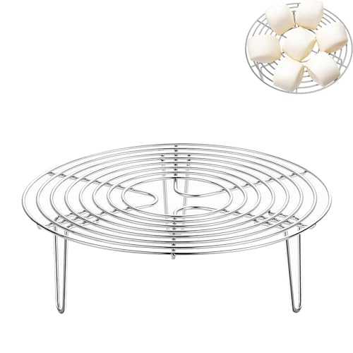 Rkllejs Edelstahl Einlegerost, Edelstahl Runde Steamer Rack, Edelstahl Einlegerost Kochständer, Dämpfeinsatz Topf, Dampfgarer Rack, Dampfgarer Einsatz, für Backen Kochen Braten Abkühlgitter (Silber) von Rkllejs