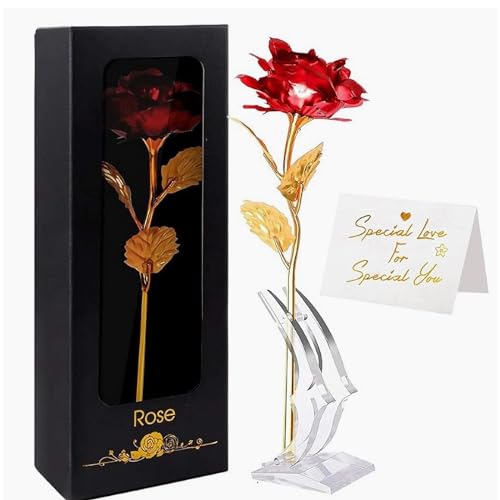 Vergoldete Rose, Ewige Rose, Goldene Rose, Künstliche Rosen mit Stand, Handgefertigte Konservierte Rosen, Geburtstagsgeschenk/Valentinstagsgeschenk/Muttertagsgeschenke für Mama und Freundin von Rkllejs