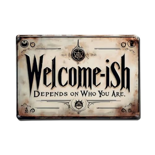 Metall-Blechschild "Welcome-ish", Vintage-Stil, Garten, Schlafzimmer, Café, Bar, Männerhöhle, Heimdekoration, Metallposter, 20,3 x 30,5 cm von Rkundrne