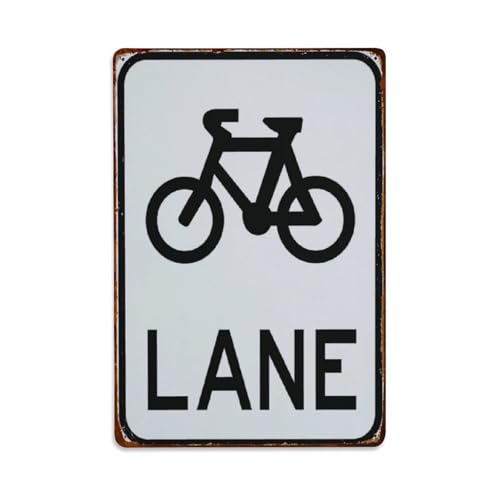 Metall-Blechschild mit Fahrradspur, Vintage-Stil, Garten, Schlafzimmer, Café, Bar, Männerhöhle, Heimdekoration, Metallposter, 20,3 x 30,5 cm von Rkundrne