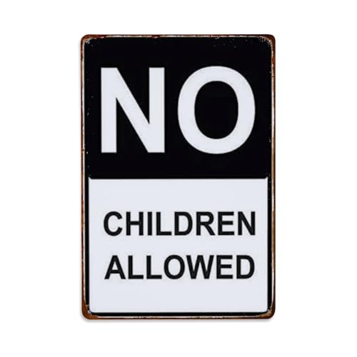 Straßenschild Warnschild "No Children allowed", Metall-Blechschild, Vintage, Garten, Schlafzimmer, Café, Bar, Männerhöhle, Zuhause, Wanddekoration, Metallposter, 20,3 x 30,5 cm von Rkundrne