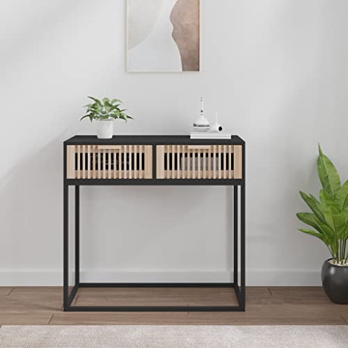 Rlxzsn Konsolentisch Flurtisch Beistelltisch Konsolenschrank Sofatisch Multifunktional Dekotisch für Eingangsbereich Flur Wohnzimmer oder Büro Minimalistischen Design Schwarz 80x30x75 cm von Rlxzsn