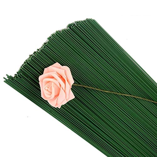 Rmeet Blumendraht,100 Pack Grüne Stiel Draht Blumen Draht Blumengeschäft Steckdraht für Künstliche Blumen Hochzeit Bouquet Dekorationen Handwerk 8MM*40*cm 22# von Rmeet