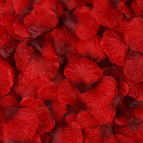 Rosenblätter,1000 Pack Seide Künstliche Rosenblüten Romantische Dekoration für Hochzeit Valentinstag Konfetti Tisch Streuung 5 * 5CM Dunkelrot von Rmeet