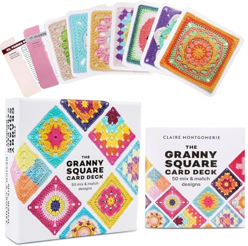 Rmerasor Granny Square Häkel-Karten, Crochet set 50 stück Mix und Match Designs Häkel-Karten, mit Häkelschrift und Foto zu Jedem Granny Square und Praktischem So-Geht's-Booklet von Rmerasor