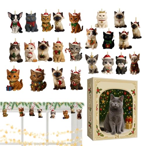 Rnyrn Adventskatzungskalender 2025, Acryl Weihnachts Adventskalender Mit 24 Niedlichen 2D Kätzchen Anhängern, Urlaub Baum Katze Adventskalender Set Für Weihnachten Urlaub Rnyrn Adventskatzungskalender 2025, Acryl Weihnachts Adventskalender Mit 24 Niedlichen 2D Kätzchen Anhängern, Urlaub Baum Katze Adventskalender Set Für Weihnachten Urlaub von Rnyrn