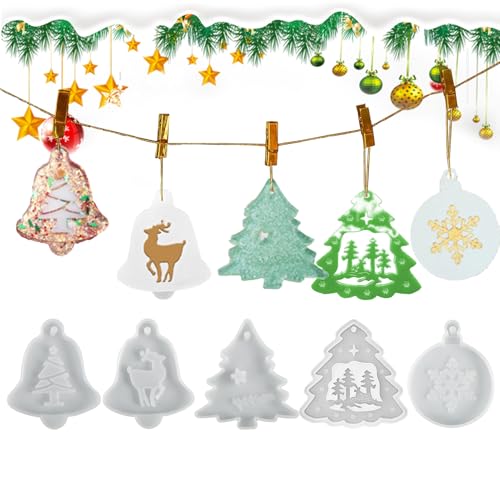 Rnyrn Weihnachtsornament Harz Formen | Weihnachtsschmuck Anhängerformen,Antihaft Deko Für Feiertage Hochzeit Halloween Neujahr | Betton Fondant Gips Kamin Tür von Rnyrn