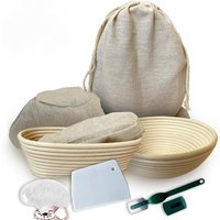 Banneton Brotauflaufkorb 23-Teiliges Set, 9 "Rund 10 Ovale Rattan-Sauerteigkörbe, Einsätze, Schaber, Rillenlame, Brotbeutel, Schablonen." von RoEshashop