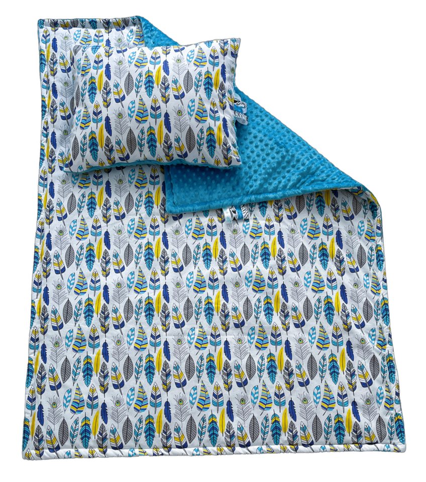 Kinderdecke Kinderdecke Krabbeldecke Kinderbettdecke 100x135cm mit Kopfkissen 40x50cm, RoKo-Textilien, mit Bänder von RoKo-Textilien