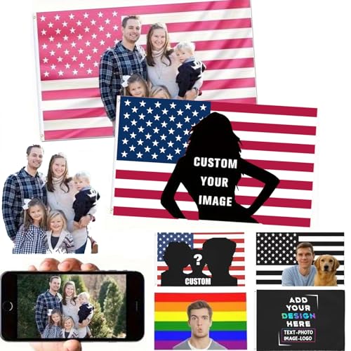 Personalised Amerikanische Flagge, Fahne Selbst Gestalten, Fügen Sie Ihr eigenes Bild hinzu, Text, Wanddekoration Garten-Yard-Schild Camping Flagge - Benutzerdefinierte Flaggenbanner von RoPox