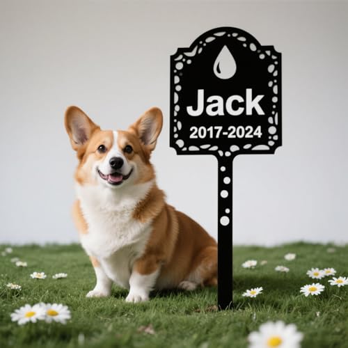 RoPox Personalisierte Haustier-Gedenktafel,Individuell gestaltbar mit Foto und Text, Outdoor-Haustier-Grabmarker, Wetterfester Gravurschutz,Lasergravur, für Tiergrabstein Deko & Tiere Grabtafel von RoPox