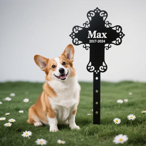 RoPox Personalisierte Haustier-Gedenktafel,Individuell gestaltbar mit Foto und Text, Outdoor-Haustier-Grabmarker, Wetterfester Gravurschutz,Lasergravur, für Tiergrabstein Deko & Tiere Grabtafel von RoPox