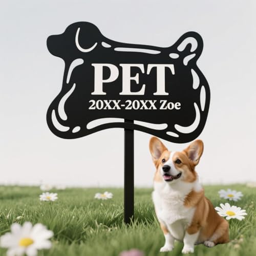 RoPox Personalisierte Haustier-Gedenktafel,Individuell gestaltbar mit Foto und Text, Outdoor-Haustier-Grabmarker, Wetterfester Gravurschutz,Lasergravur, für Tiergrabstein Deko & Tiere Grabtafel von RoPox
