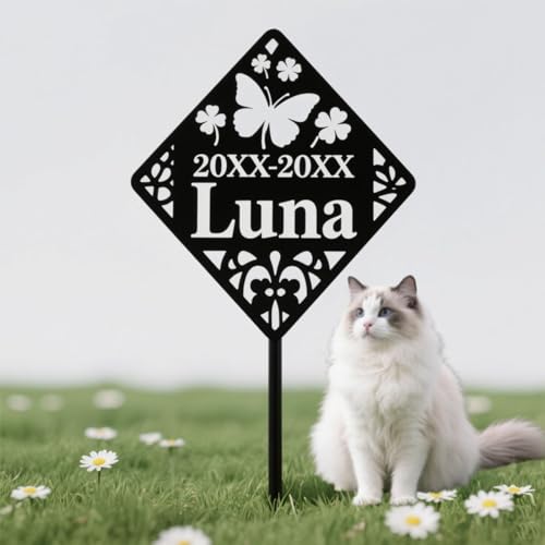 RoPox Personalisierte Haustier-Gedenktafel,Individuell gestaltbar mit Foto und Text, Outdoor-Haustier-Grabmarker, Wetterfester Gravurschutz,Lasergravur, für Tiergrabstein Deko & Tiere Grabtafel von RoPox