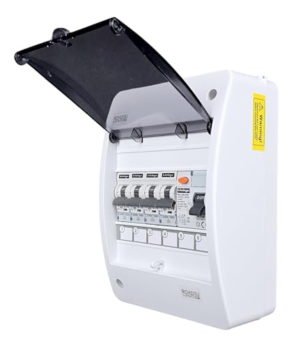 RoadEu | Aufputz-Sicherungskasten IP42 | Vorverdrahteter Stromverteiler 230V mit FI 40A Typ A & 4x LS-Automaten (3x C16A, 1x C10A) | Unterverteiler Innenbereich mit N+PE Klemmen von RoadEu