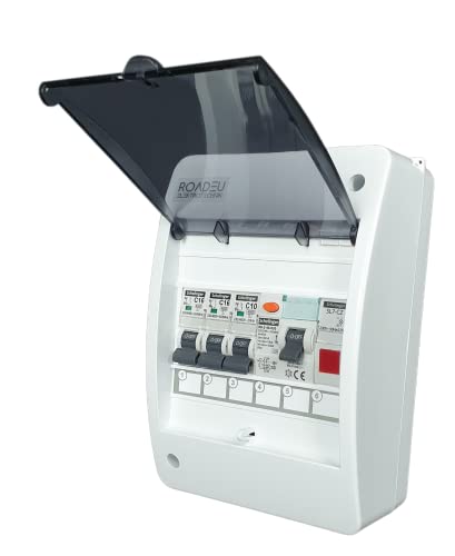 RoadEu - Leitungsschutzschalter - Komplett mit Leuchtmelder Signalleuchte LED - Fi Schutzschalter 40A - 16A Sicherungsautomat und 10A "C" in einem Aufputz Verteilerkasten von RoadEu