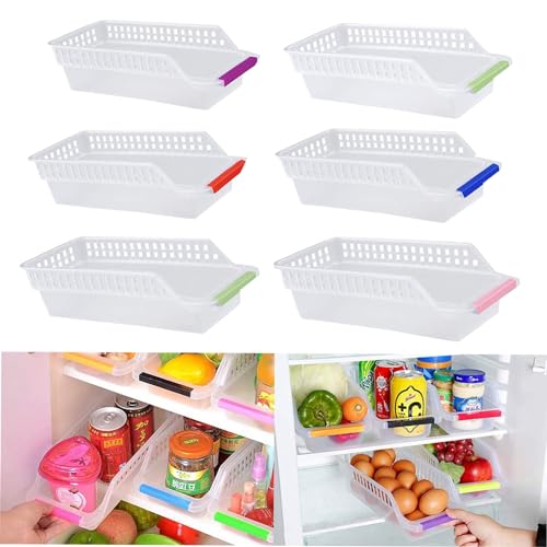 Kühlschrank Organizer,RoadLoo 6 Stück pp Kunststoff Kühlschrank Container Aufbewahrungsbox Bruchsicherem Kühlschrankbox Stackable Pantry Lagerung Box Zufällige Farbe für Gefrierschrank Küche Schränke von RoadLoo