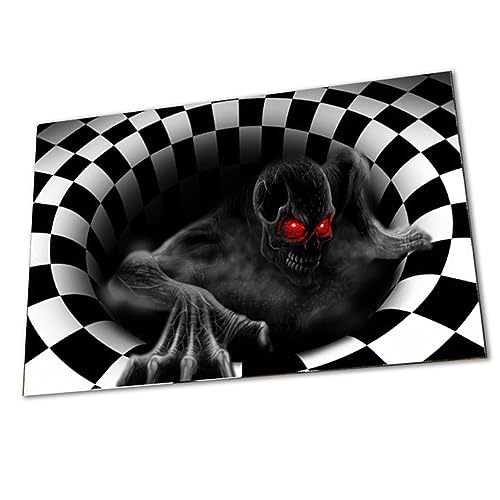 RoadLoo Halloween fußmatte, 80 * 50 cm 3D Stereo Vision Teppich Halloween Fußmatte 3D Horror Weicher Teppich Clown Fußmatte Bodenmatte Clown Badematten Fußmatte Scary Halloween Dekoration (Skeleton) von RoadLoo