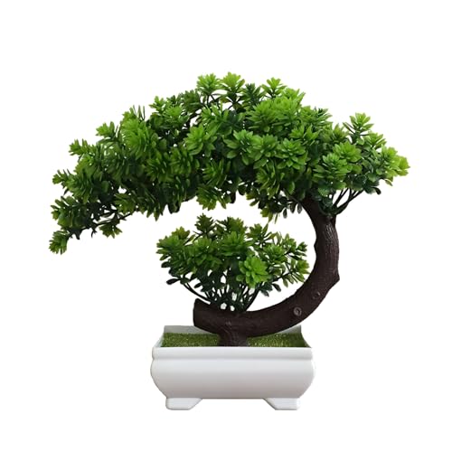 Kunstbaum Bonsai, RoadLoo 1 Stück Bonsaibaum Echt Kunstbonsai Naturgetreue Künstlicher Baum Künstlich Bonsai Pflanze mit Kunstmoos Übertopf für Büro/Fensterbank/Hof Tischdeko von RoadLoo