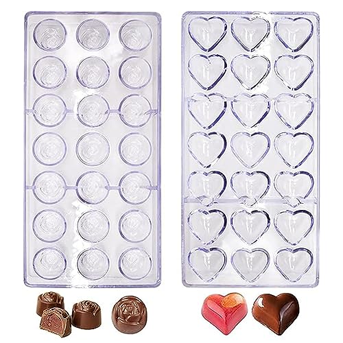 Transparent Schokoladenform,RoadLoo 2Stk 3D Schokoladenform Polycarbonat Schokolade Formen Pralinenform Backform Gebäck Werkzeug Backform Bakeware Pfanne für Chocoate Kuchen Süßigkeiten 21 Gitters (2) von RoadLoo