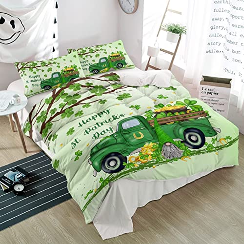 Roadchoice St. Patricks Day Bettwäsche 135x200 Lucky Truck und Midgets Bettbezug-Sets, Weiche Mikrofaser Bettwasche ​Set, 1 Bettbezug 135 x 200 + 1 Kissenbezug 80x80 cm mit Reißverschluss von Roadchoice