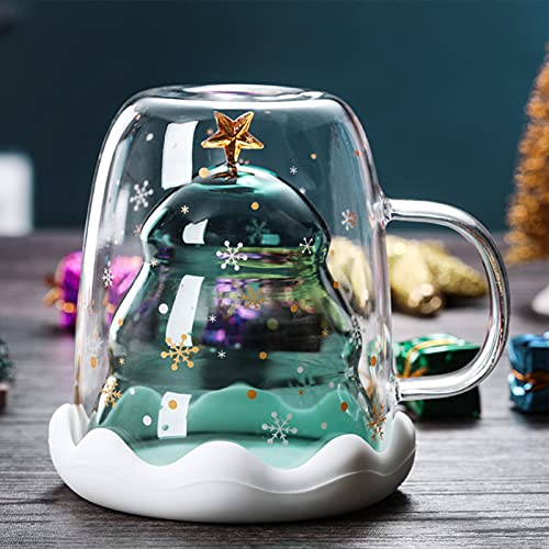 250ml Isolierte Becher Glas Tasse Doppelwandige Kaffee becher Tasse Xmas Baum Form hohe Boro silikat Glas Kaffeetasse Reise Tasse Wasser flasche für Getränke 1. von Roadoor