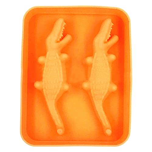 3D Krokodil Form Silikon Eiswürfel schale, Easy Release Ice Cube Tablett, perfekt für Whiskey, Cocktail und jedes Getränk Orange von Roadoor