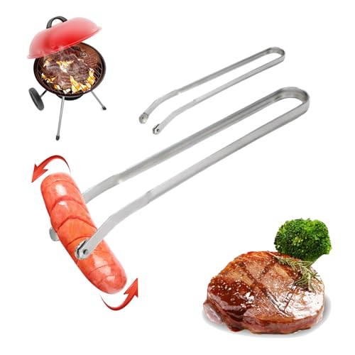 BBQ Grillzange Drehbar | Grillzange Edelstahl für Würstchen, Kochen, Grillen, Buffet | 38cm (1) von Roadoor